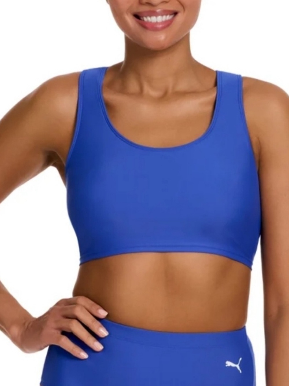 Puma Cropped Racerback Swim Top Blue Size Small
